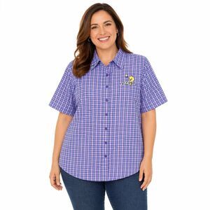 Looney Tunes Tweety Bird Shirt Size 14W Purple Plaid
